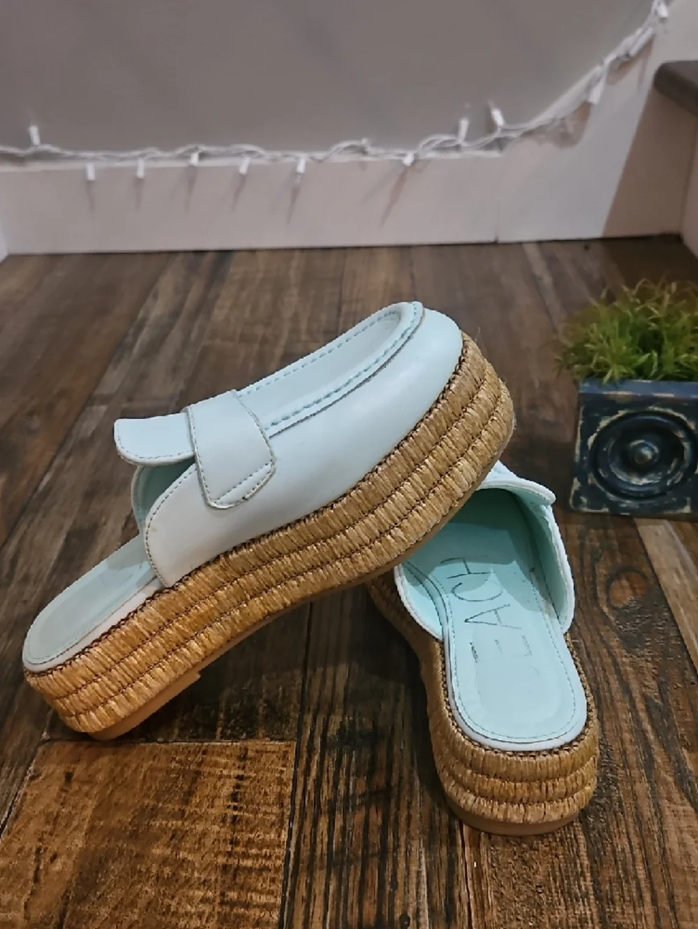 Mint Leather Platform Espadrille Mule‎